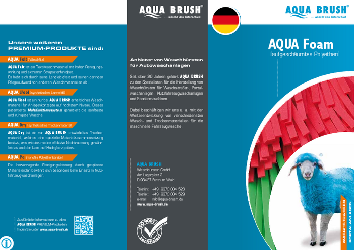 Our product flyer with all details about AQUA Foam can be downloaded as a PDF file.